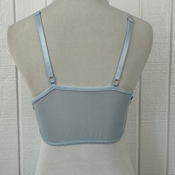 Women Sheer Lace Brami Bralette Wireless Fairy Princess Lingerie Blue Size Small - Picture 7 of 7